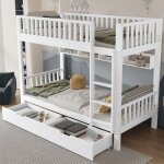 Lit superpos� enfant 90x200 cm avec �chelle a 3 marches a angle droit lit 2 personnes avec barri�re de ...