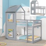 Lit superpos� enfant 90x200 cm avec �chelle et baldaquin - lit cabane pour filles et gar�ons - en bois ...