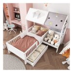 Lit superposé enfants 90x200 cm avec tente et coussins lit enfant avec tiroirs lit simple blanc Lit superposé enfants 90x200 cm avec tente et coussins lit enfant avec tiroirs lit simple blanc