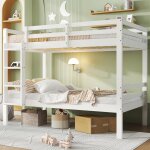 Lit superpos� enfant 90x200 - s�parables - �chelle inclin�e - protection antichute - bois blanc