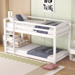 Lit superpos� enfant 90x200cm blanc pin massif assemblage facile chambre fille gar�on ou ado sans matelas ...