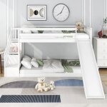 Lit superpos enfant 90x200cm lit simple en bois avec escalier de rangement toboggan balustrade et sommier ...