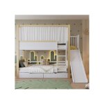 Lit superpos� enfant 90x200 s�curit� renforc�e lit superpose cabane toboggan int�gr� rangement int�gr� ...