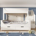 Lit superpos� enfant - oem - tra�neau design - 90x200 + 140x200 - armoire - �chelle - grands tiroirs