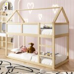 Lit superpos enfant bas avec chelle lit superpos 2 places 90x200cm pour enfant barrires cadre en ...