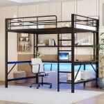 Lit superpos enfant avec bureau et led et usb 140 x 200 cm lit mezzanine 1 place enfant avec prise et ...