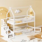 Lit superpos� enfant cabane lit superpos� 2 places 90x200 cm avec rangement et escalier pour enfants ...