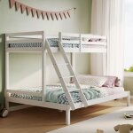 Lit superpose pour enfant - couchage 90x200cm + 140x200cm - lit en bois massif - lit double couchage ...