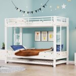 Lit superpose 90x200cm avec lit gigogne 90x190lit mezzanine 3 placeslit enfant barriere échelle et sommier ... Lit superpose 90x200cm avec lit gigogne 90x190lit mezzanine 3 placeslit enfant barriere échelle et sommier ...