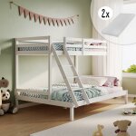 Lit superpose pour enfant - matelas inclus - 90x200cm + 140x200cm - lit en bois massif - lit double - ...