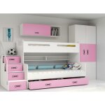 Lit superpos� enfant max3 200x80 200x120 escalier - sommier & barri�re de s�curit� 5 tiroirs charge 100 ...