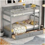 Lit superpos� enfant - pdzzzd - transformable en 2 lits - bois massif - 90x200cm - avec tiroirs