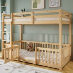 Lits superpos�s - singularity - escalier angle droit - bois massif pin - 90 x 200 cm - barri�res avec ...