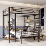 Lit superpos en mtal 140 x 200 lit mezzanine 2 places avec rangement et escalier cadre de lit en mtal ...