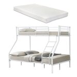 Lit superpos - metal - 140x200 et 90x200 - 3 places - matelas inclus - blanc