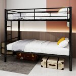 Lit superpos� m�tal noir 90x190 - transformable en 2 lits - garde - corps 31. 5cm - rangement sous le ...