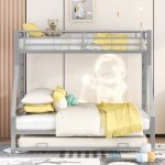 Lit superpos� - argent - 90(140)x200cm - m�tal - 2 / 3 places - montage facile