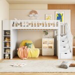 Lit superposé et mezzanine - design modern - 90×200cmsans matelasbois de pinblanc - hauss spole Lit superposé et mezzanine - design modern - 90×200cmsans matelasbois de pinblanc - hauss spole