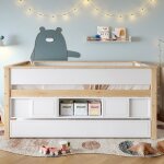 Lit superpos� lit mi - hauteur 90x200 blanc naturel superpos� gigogne enfant rangements multiples - sans ...