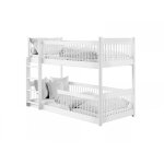 Lit superpos� enfant minelo 90x190 - bois massif blanc - blanc livr� avec sommiers