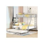Lit superpos� - muvoe - m�tal argent� - 90x200 cm - lit escamotable - montage facile