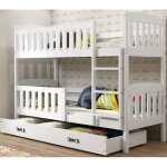 Lit superpos quba 90x190 bois massif pin barrire de scurit sommier tiroir sparable en 2 lit (blanc ...