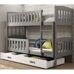 Lit superpos quba 90x200 bois massif pin barrire de scurit sommier tiroir sparable en 2 lit (gris ...
