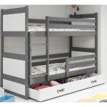 Lit superposé rico 90x190 bois massif barrière de sécurité sommier tiroir enfant séparable en 2 lit (gris ... Lit superposé rico 90x190 bois massif barrière de sécurité sommier tiroir enfant séparable en 2 lit (gris ...