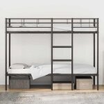 Lit superpos�s s�parables enfant - jm - sommiers inclus - sans matelas - noir 80x200 cm - acier ll398 ...