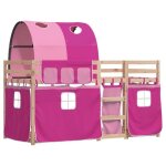 Lit superpos�s s�parables enfant - jm - sommiers inclus - sans matelas - rose 75x190 cm - bois de pin ...