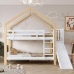 Lit superpos� avec toboggan et �chelle dangle � trois �tages lit maison avec dispositif anti - chute ...