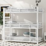 Lit superpos� 90x200 cm triple m�tal blanc enfants / ados / adultes