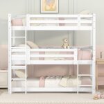 Lit superpos� triple enfant 90x200 bois blanc - zubaliya - transformable en 2 lits?livr� avec sommiers?sans ...