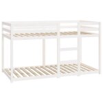 Lit superposé - uu - 90x190 cm - bois de pin massif - blanc - 1 place - montage nécessaire Lit superposé - uu - 90x190 cm - bois de pin massif - blanc - 1 place - montage nécessaire