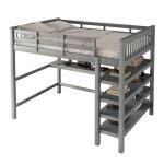 Lit surlev 140 x 200 lit surlev pour enfants avec compartiments de rangement et bureau sous le litsans ...