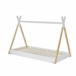Lit tipi en bois massif. pin naturel blanc - sommier inclus. 90x190cm - tobias