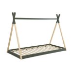Lit tipi. pin naturel vert - sommier  lattes inclus. 90x190cm - tobias
