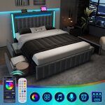 Lit avec tiroirs lit adulte lit double 160 x 200 cm avec fonction de chargement usb type c led et 4 tiroirs ... Lit avec tiroirs lit adulte lit double 160 x 200 cm avec fonction de chargement usb type c led et 4 tiroirs ...