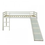 Lit mezzanine enfant - homestyle4u - 90x200 cm - bois massif - chelle et toboggan alternables - blanc ...