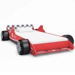 Lit voiture de course pour enfants - vidaxl - 90x200 cm - rouge - cadre en mdf - lattes en bois - rails ...