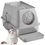 Litire chat ferme en acier inoxydable avec filtre et tiroir - gris clair - haute qualit (60x40x39cm) ...