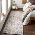 Livabliss tapis de couloir � poils courts doux vintage oriental lou 80x220cm multicolore / gris