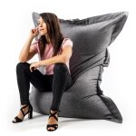 Livedeco - pouf géant lin intérieur salon déhoussable cocooning gris foncé big52 Livedeco - pouf géant lin intérieur salon déhoussable cocooning gris foncé big52