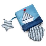 Livre d�veil en tissu - ma�ka - oc�an bleu - d�veloppement des 5 sens - motricit� fine - �l�ments tactiles ...