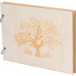 Livre dor en bois - 40 pages - personnalis� - motif arbre damour - album de scrapbooking - photo et message ...