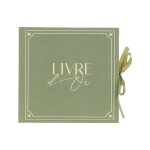 Livre d?or jardin � la fran�aise vert olive et or carton rigide 21x20cm 68 pages