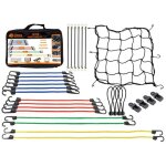 Lodd - kit tendeur de fixation - 20 sandows �lastiques haute qualit� + 8 tendeurs de b�che + 1 filet ...