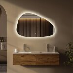 Lomazoo miroir salle de bain 120 x 75 cm - led clairage arrire tout autour - anti - bue - asymtrique ...
