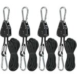 Longe de levage poulie mtallique auvent tendeur de corde de tente 2 paires de noir - yyv Longe de levage poulie mtallique auvent tendeur de corde de tente 2 paires de noir - yyv