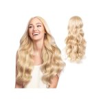 Longue perruque blond ondule pour femmes 27 / 70cm longs cheveux synthtiques boucls perruques raie ...